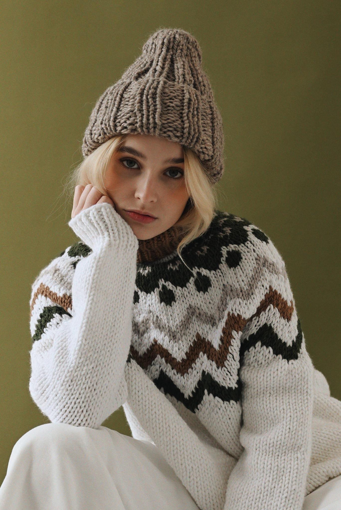 Hand Knitted Alpaca Wool Cap: Unisex Winter Beanie Hat