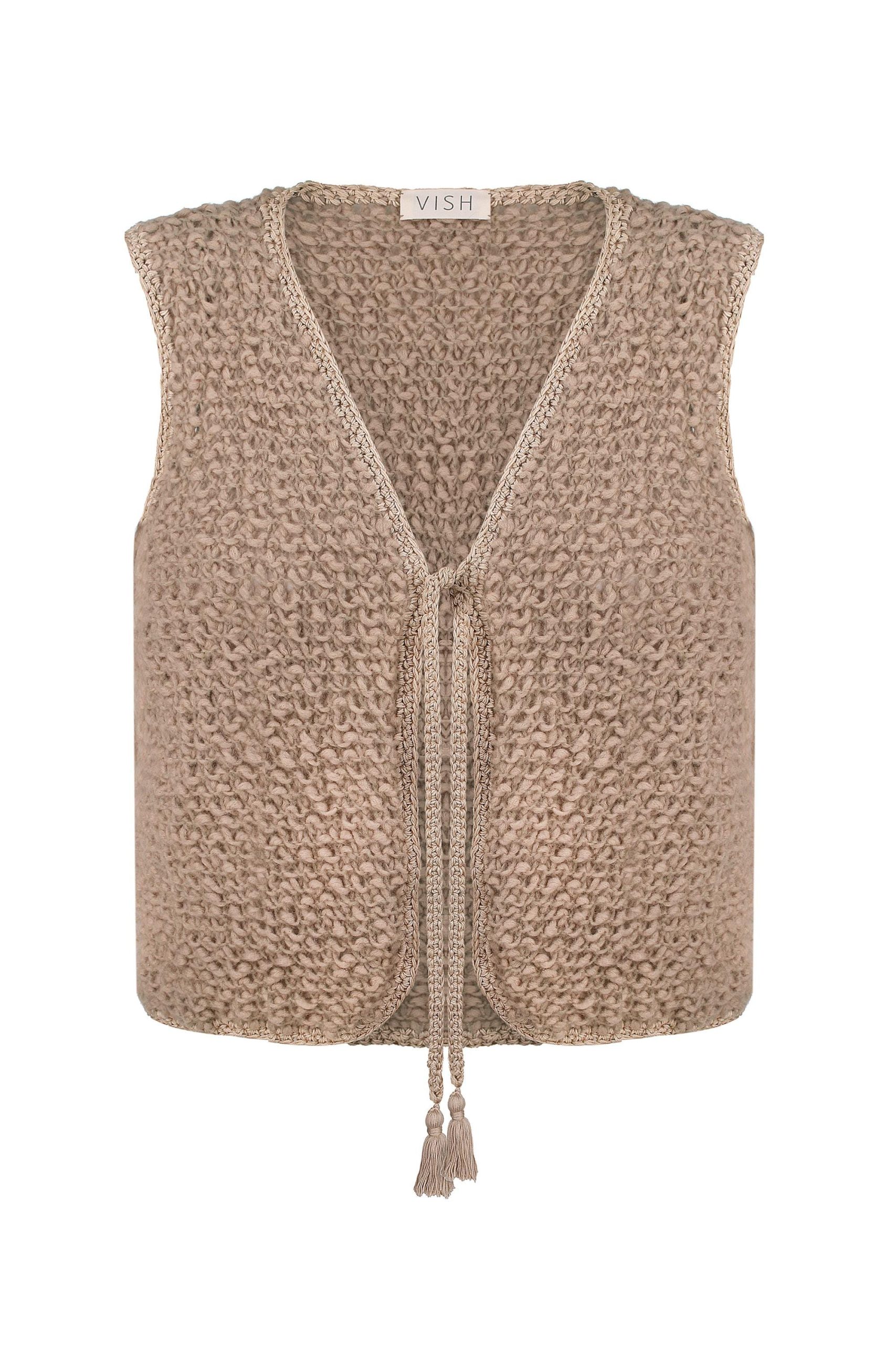 Handmade Alpaca Merino Wool Knit Vest: Ivory Sleeveless Gilet