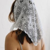 Handmade Crochet Cotton Kerchief: White Lace Hair Scarf