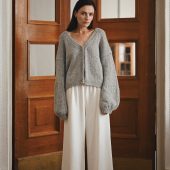 Handcrafted Alpaca Cardigan: Grey Merino Wool Knitwear