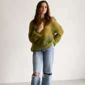Fluffy Mohair Knit Sweater: Powder Hue Oversized Jumper