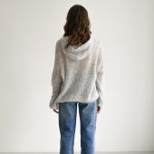 Hand Knitted Mohair Hoodie: Gray Slouchy Knitwear