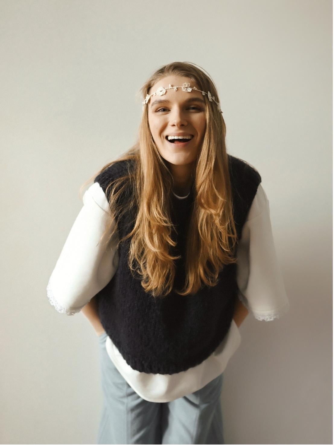 Hand-knitted Pink Mohair Vest: Women's Cozy Knitwear