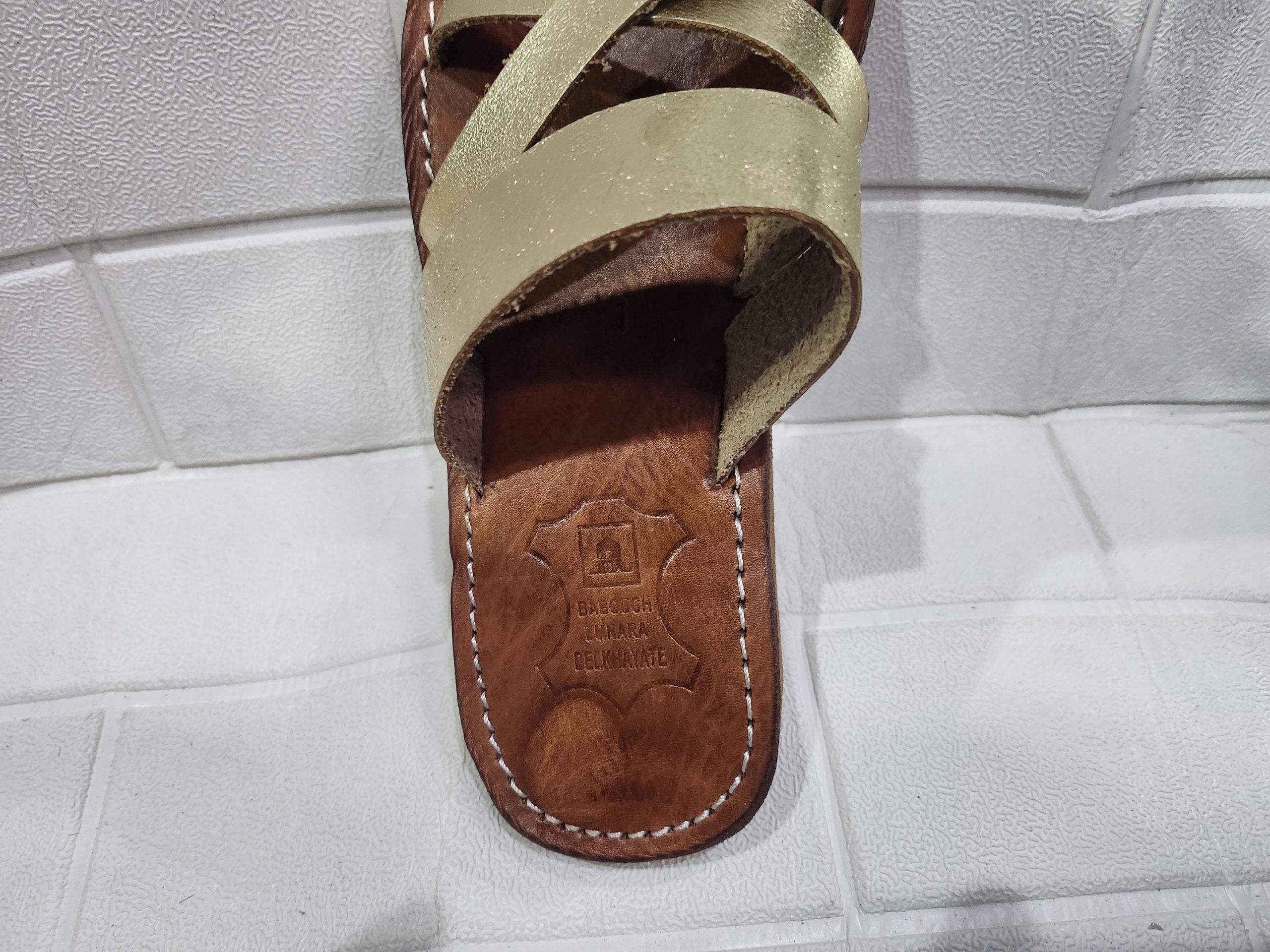 Gold Leather Moroccan Sandals For Women – Handmade Crisscross Flat Summer Shoes – Toe Ring Boho Slip-ons – Metallic Comfy Flats –