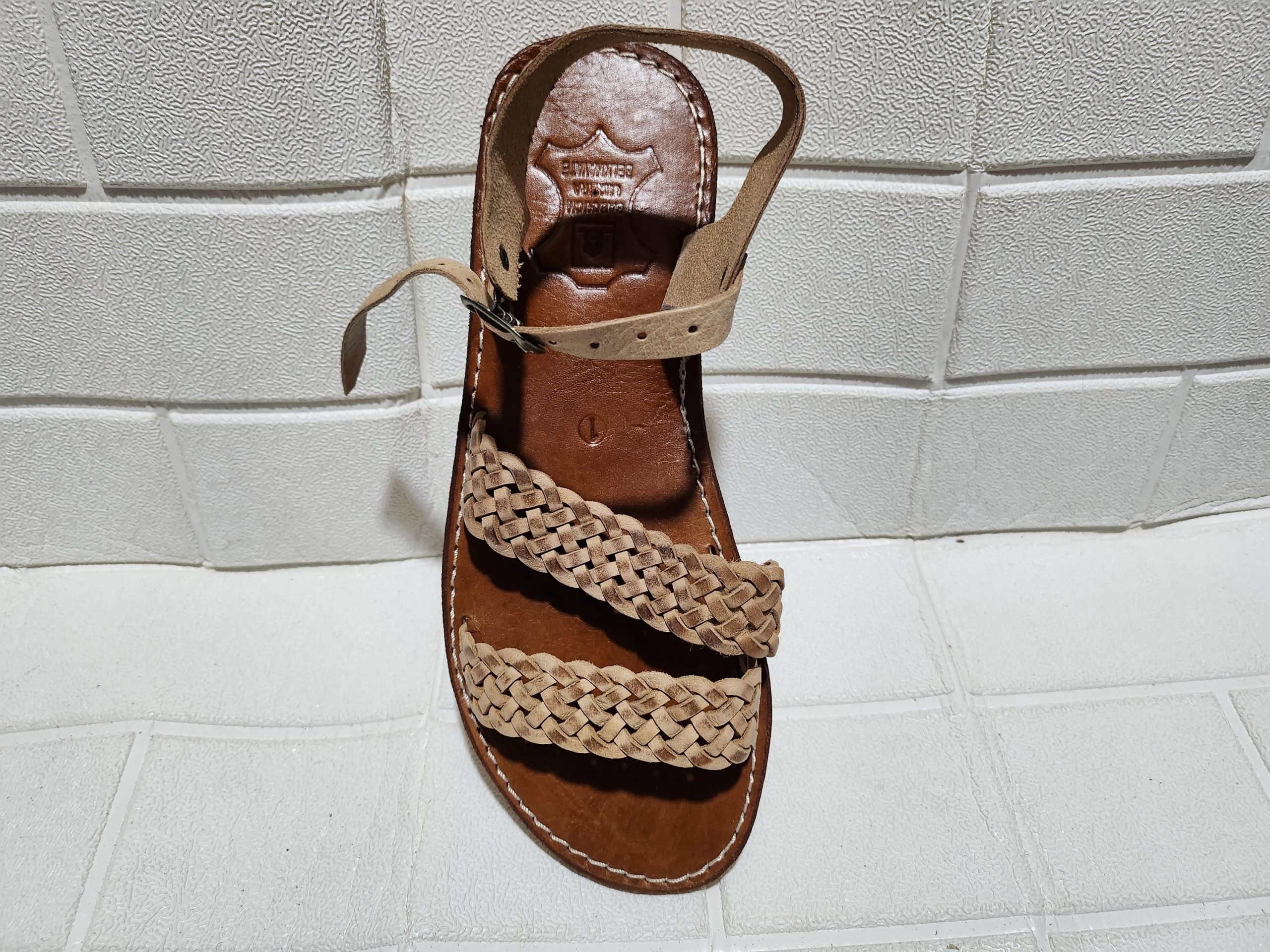 Handmade Moroccan Leather Sandals – Braided Flat Sandals For Women – Natural Tan Summer Shoes With Ankle Strap – Artisanmoroccatelie