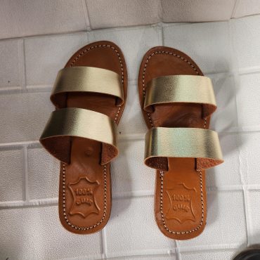 Handmade Moroccan Leather Sandals For Women – Gold Strappy Sandali Donna | Flat Leather Womens Sandals | Ledersandalen Damen |
