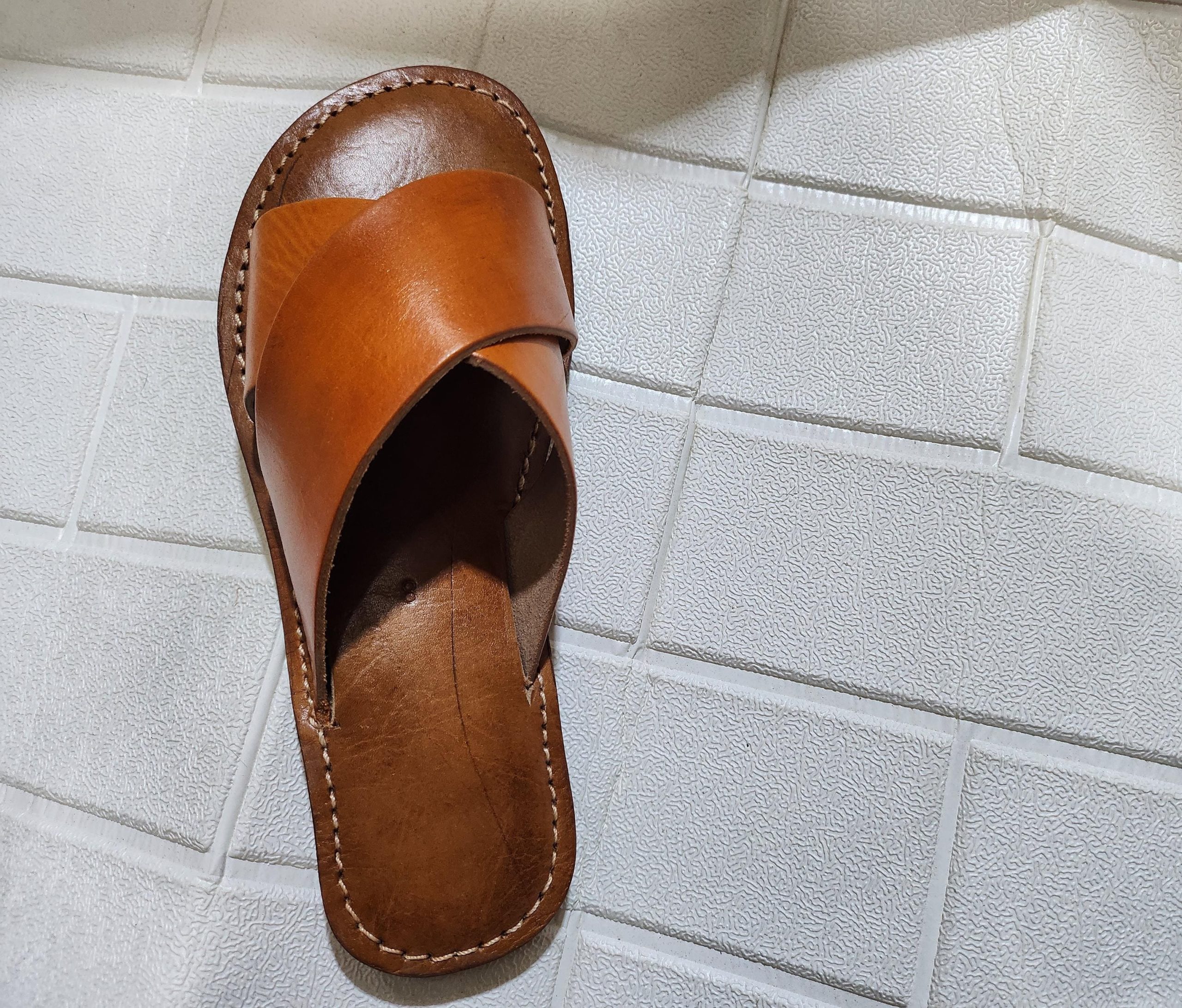 Handmade Moroccan Leather Sandals For Women – Brown Flat Criss-cross Slip-on – Artisan Summer Shoes By Artisanmoroccatelier – Sizes 37–42 Eu