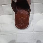 Handmade Moroccan Leather Sandals For Men – Traditional Brown Slides | Artisan Open Toe Slip-on Slippers | Flat Rustic Shoes For Comfort