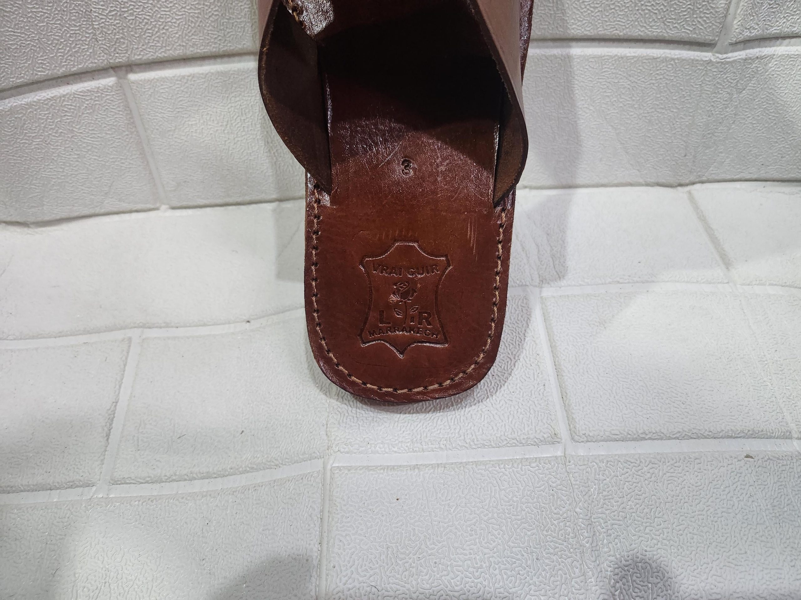 Handmade Moroccan Leather Sandals For Men – Traditional Brown Slides | Artisan Open Toe Slip-on Slippers | Flat Rustic Shoes For Comfort