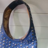 Moroccan Blue Leather Tote Bag – Handmade Studded Shoulder Purse – Boho Chic Bag With Silver Accents – Soft Interior – Large & Small Sizes