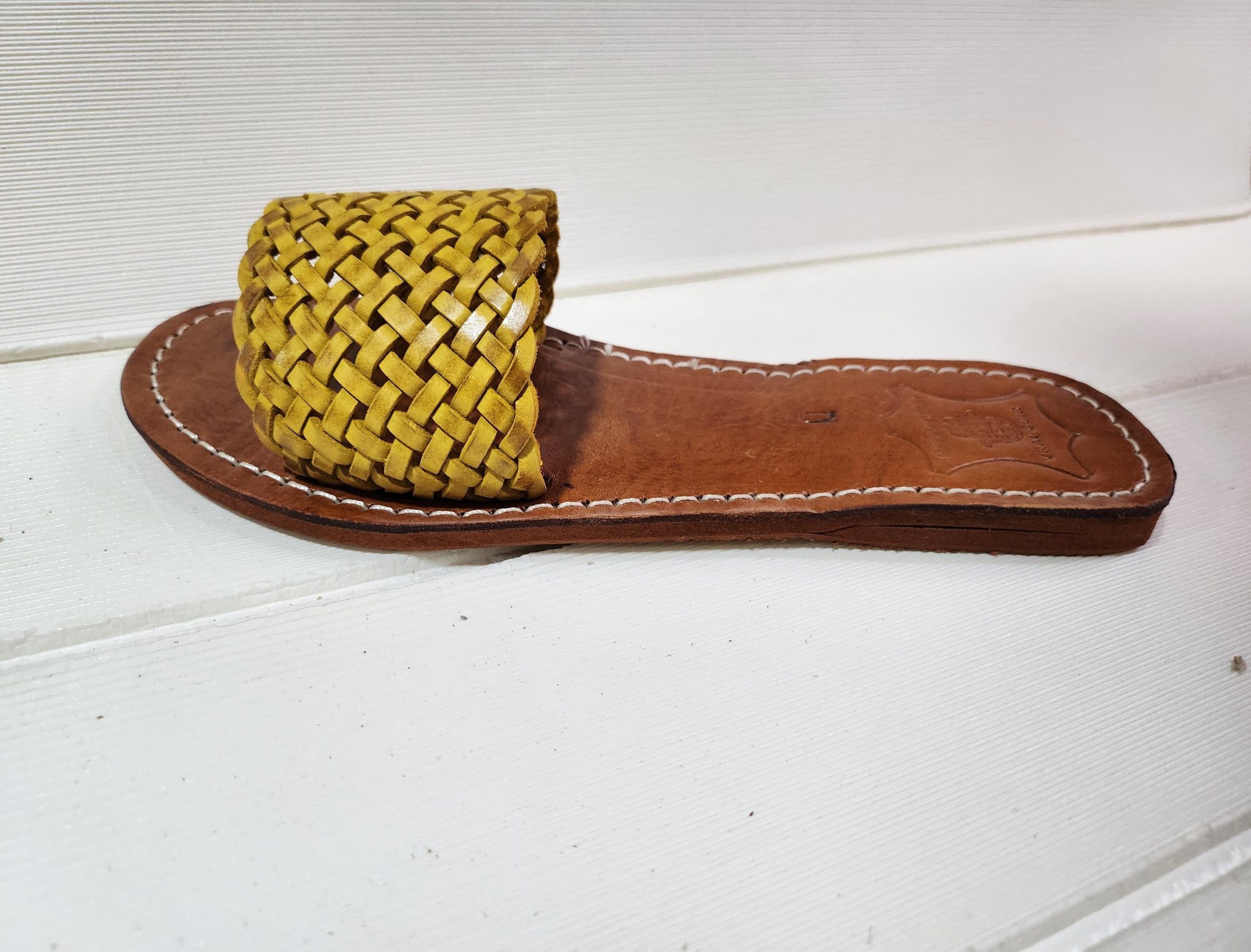 Handmade Moroccan Yellow Leather Sandal For Women – Woven Flats – Bright Summer Boho Shoes – Artisan Braided Leather Slippers – Gift For Her