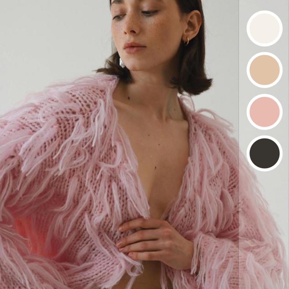 Handmade Pink Alpaca Merino Cardigan: Cropped Wool Knit Jacket