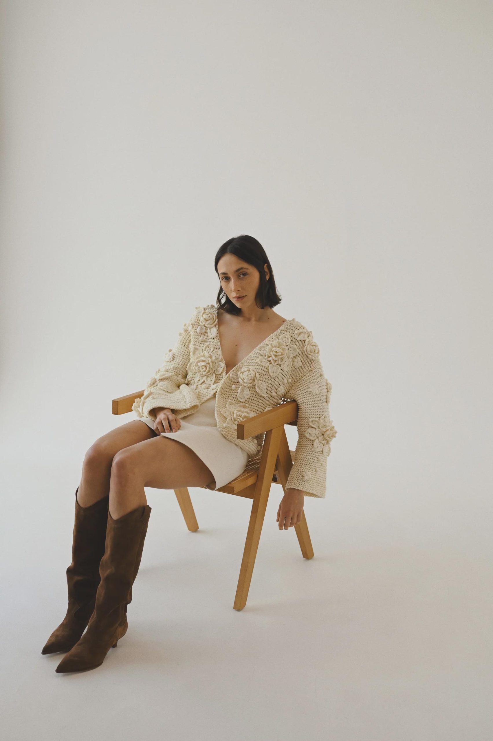 Hand-knitted Red Cotton Cardigan: Lightweight Boho Layering Jacket