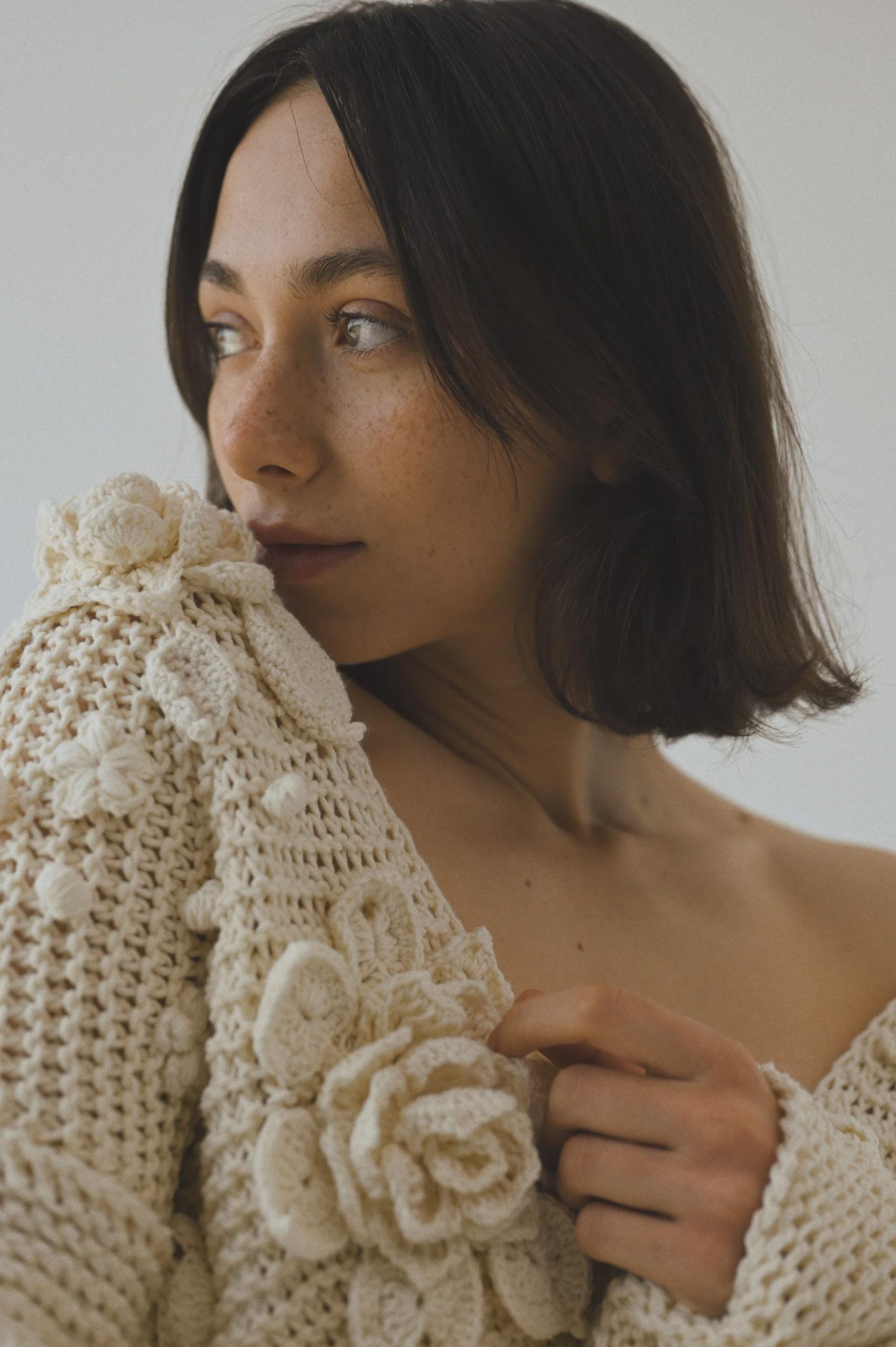 Hand-knitted Red Cotton Cardigan: Lightweight Boho Layering Jacket