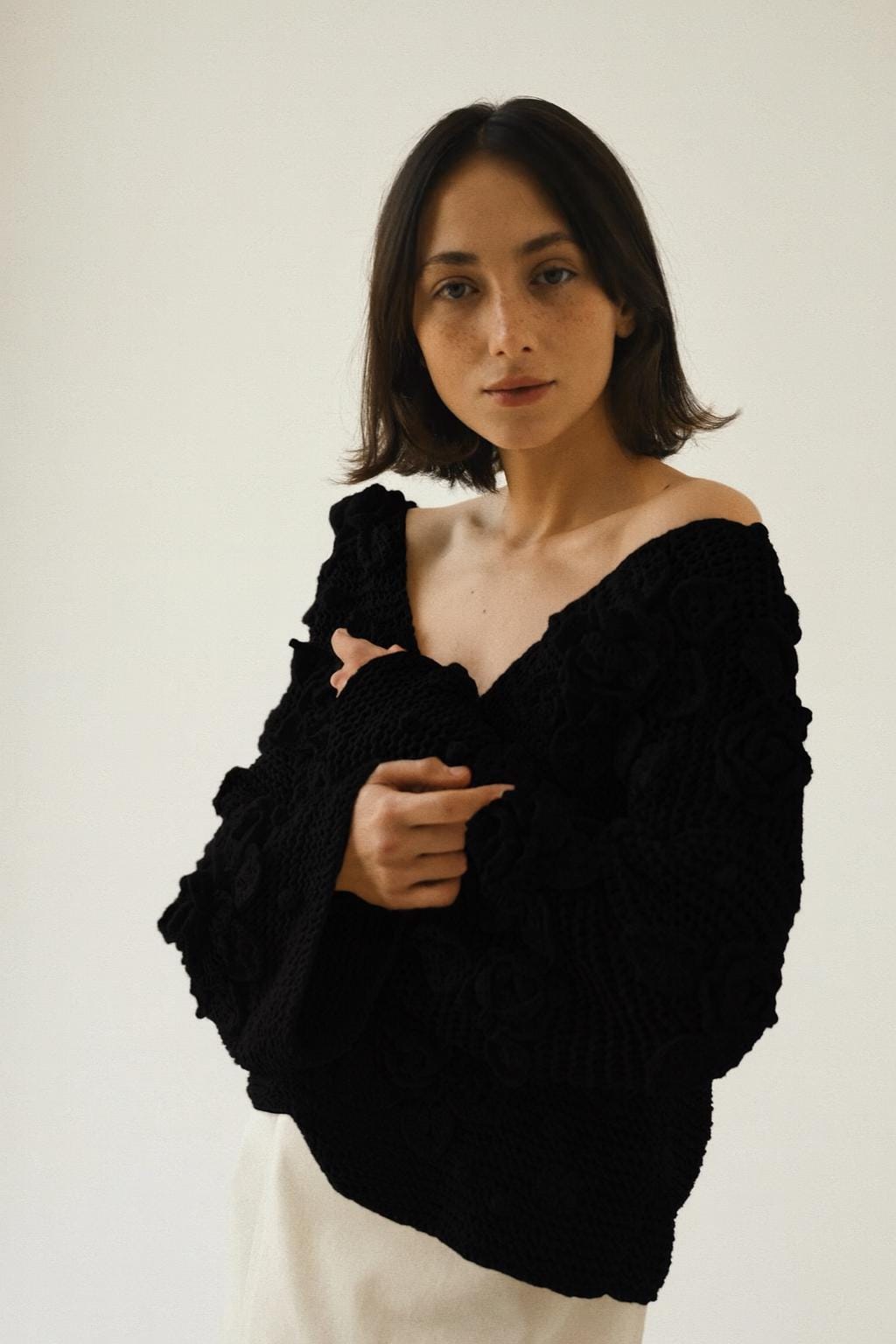 Hand-knitted Red Cotton Cardigan: Lightweight Boho Layering Jacket