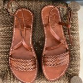 Handmade Moroccan Leather Sandals Women – Brown Flat Strappy Toe Loop Shoes